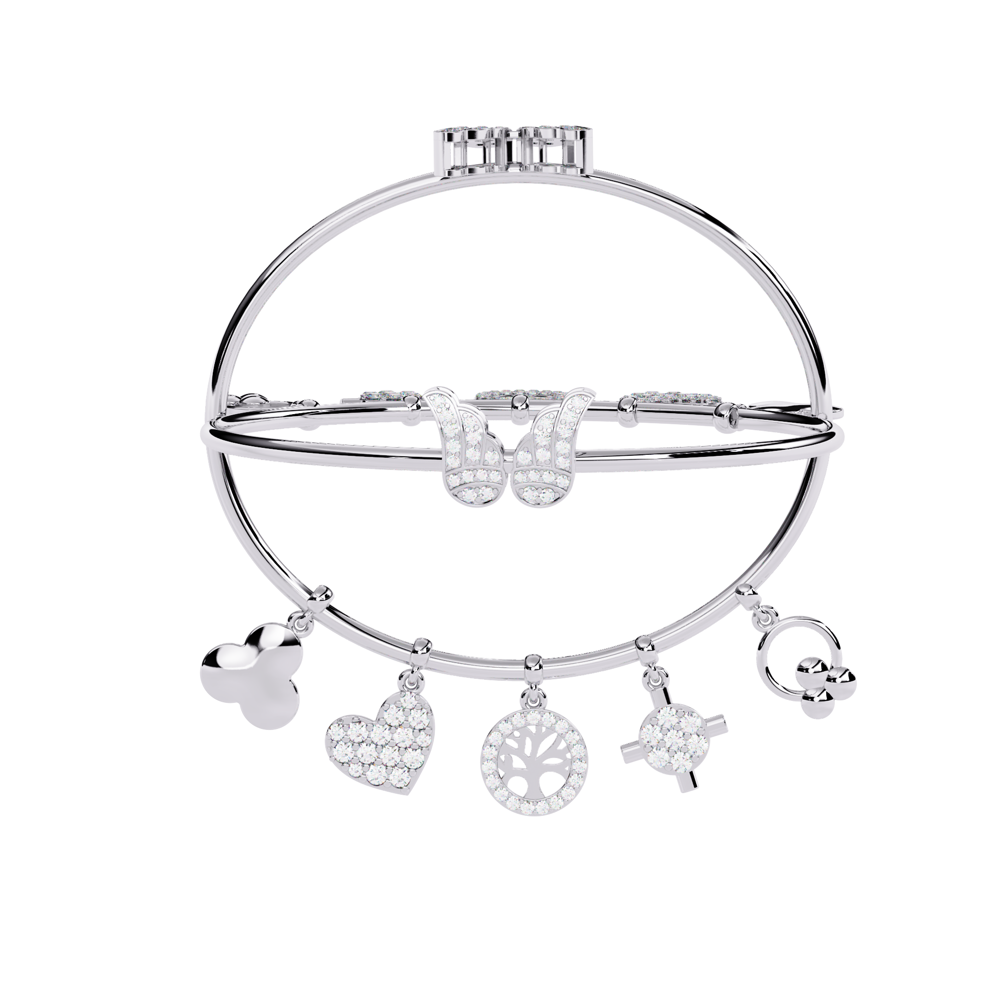 Solitairekart 0.93ct Natural Diamond Charm Bracelet with Butterfly Clasp-HI Color, VS-SI Clarity